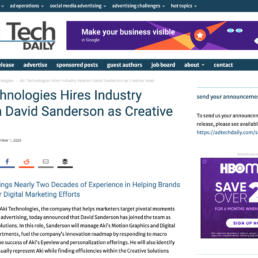 Aki Technologies Hires Industry Veteran David Sanderson as Creative Head
